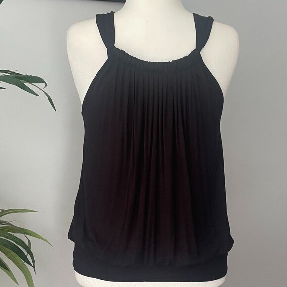 Pronto USA Women's Size M Black Pullover Blouson Top Shoulder Straps Soft Jersey - Picture 3 of 6